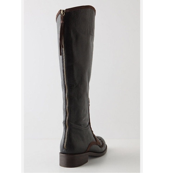 Anthropologie Schuler & Sons Whipstitched Knee High Riding Boots Black Leather 9 - Picture 10 of 15